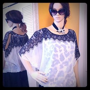 Caché Layered Blouse with Lace